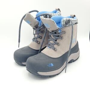 The North Face Winter Snow Hiking Boots blue Gray suede girls size 5